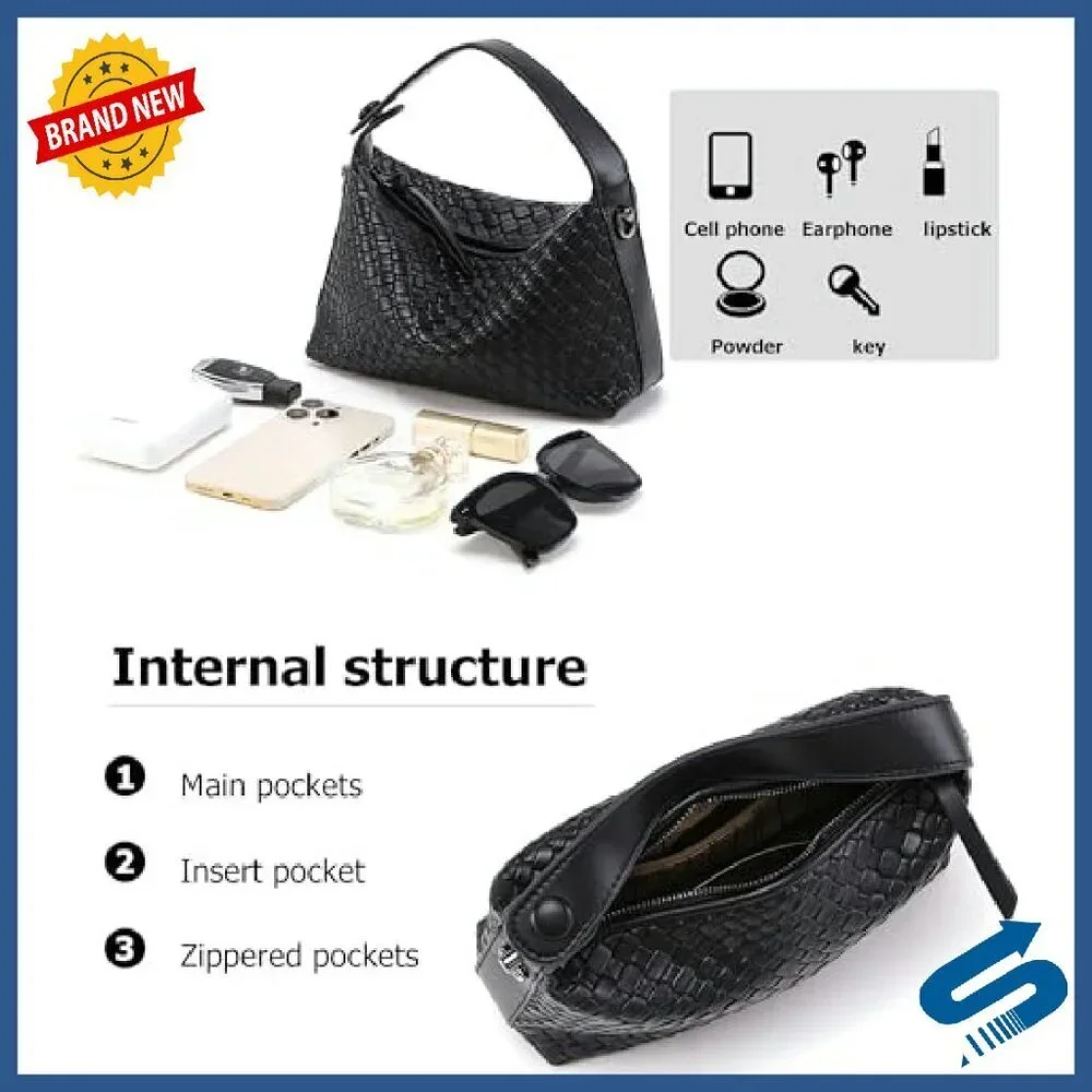 Vegan Leather Hobo Tote with Detachable Chain Crossbody Shoulder Bag